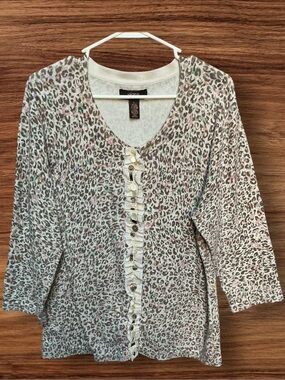 Victor Alfaro Light Leopard-Print Silk-Blend Henley Top